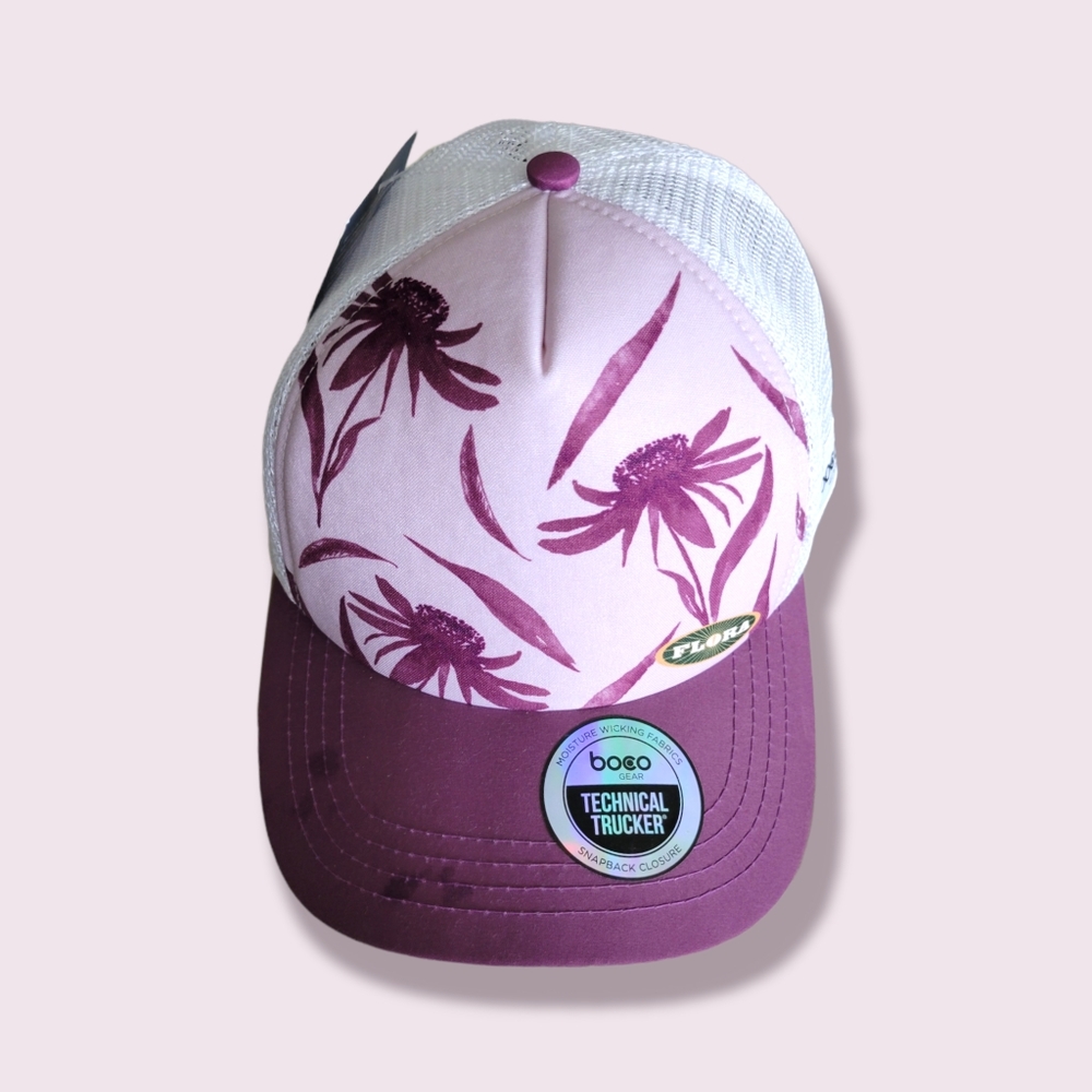 BOCO Gear | NWT Unisex Purple/White Floral Trucker Hat (OS)